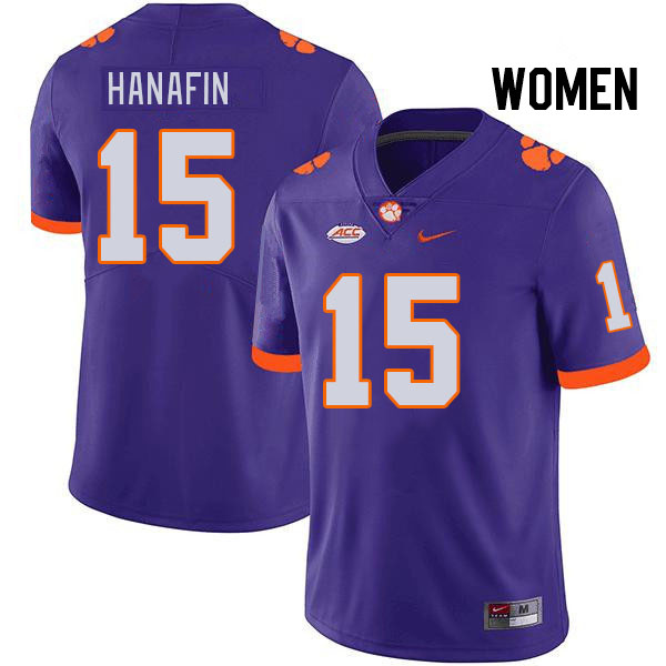 Women's Clemson Tigers Ronan Hanafin #15 College Purple NCAA Authentic Football Stitched Jersey 23LD30AX